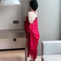 Hanfu-Inspired Red Sheer Corset Set - Seductive Palace-Style Chinese Bridal Lingerie & Empress Costume thumbnail