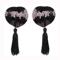 Heart-Shaped Silicone Bra Inserts - Sexy Lace Trim & Sequin Flirty Nipple Covers for Women thumbnail