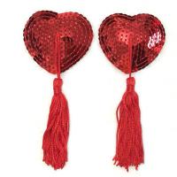 Heart-Shaped Silicone Bra Inserts - Sexy Lace Trim & Sequin Flirty Nipple Covers for Women thumbnail