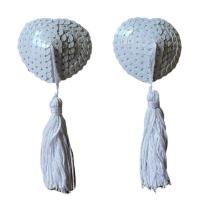 Heart-Shaped Silicone Bra Inserts - Sexy Lace Trim & Sequin Flirty Nipple Covers for Women thumbnail