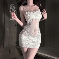 Hidden Water Seductive Lace Bodysuit - Pure & Tempting Maid Costume Sleepwear with Open-Crotch Design for Women thumbnail