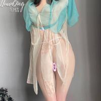 Huanqing Original Chinese Ancient Style Lingerie Dress – Sheer Hanfu-Inspired Sexy Mesh Bustier Gown for Women thumbnail