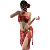 Huanqing New Chinese-Style Neck-Hanging Bralette - Vintage Sexy Sheer Panel Dress Sleepwear Set thumbnail