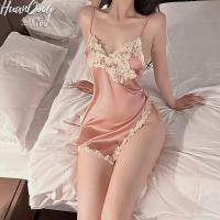 Huanqing Vintage Embroidered Lace Cami Sleep Dress – Sexy Pure-Temptation Lingerie Set, No-Remove Seductive Nightwear thumbnail