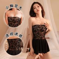 Ice Silk Lace-Trimmed Tube Top Dress - Sheer Tight-Fit Sensual Outfit for Women, Plus Size Bodycon Mini Dress thumbnail
