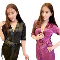 Ice Silk Lingerie Set with Sexy Bathrobe & Kimono-Inspired Seductive Outfit thumbnail