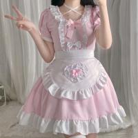 Japanese Anime Maid Costume - Pink & White Cosplay Dress for Restaurant Roleplay, Custom Factory Made thumbnail