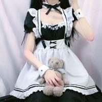 Japanese Style Black and White Maid Dress with Lace Trim & Bow - Cosplay Costume & Party Outfit thumbnail