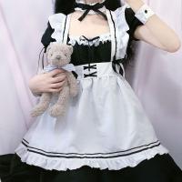 Japanese Style Black and White Maid Dress with Lace Trim & Bow - Cosplay Costume & Party Outfit thumbnail