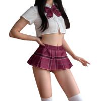 Japanese-Style Busty JK Uniform Set for Women – Waist-Revealing Pleated Skirt & Matching Top, No-Remove Lingerie Outfit thumbnail