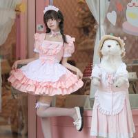 Japanese Style Cosplay Maid Dress - Cute Pink Soft Girl Uniform Costume Set for Role Play thumbnail