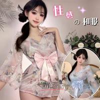 Japanese-Style Couples Pajama Set - Matching Kimono Sleepwear for Couples, Playful Bedroom Outfit thumbnail