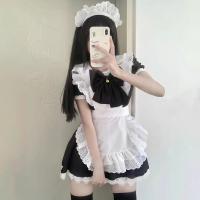 Japanese Cute Lolita Bunny Girl Cosplay Dress - Black & White Maid Outfit with Ruffled Skirt thumbnail