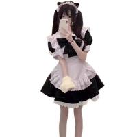 Japanese Cute Lolita Bunny Girl Cosplay Dress - Black & White Maid Outfit with Ruffled Skirt thumbnail