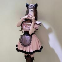 Japanese Cute Maid Costume for Women - Sweet Lolita Cat Girl Uniform with Lace Dress & Apron Set thumbnail