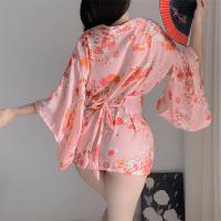 Japanese-Style Erotic Kimono Lingerie Set – Sheer Chiffon Waist-Cinching Nightwear & Robe for Passionate Nights thumbnail
