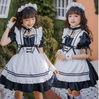 Japanese Girl Black Maid Dress - Cute Lolita Princess Costume for Kids, Kawaii Child Servant Outfit thumbnail