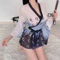Japanese-Style Kimono Lingerie Set - Elegant Hanfu Sleepwear & Robe for Women, Plus Size Vintage-Inspired Outfit thumbnail