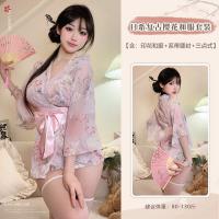 Japanese Kimono Lingerie Set - Sexy Sheer Play Costume with Floral Print, Roleplay Outfit for Adults thumbnail