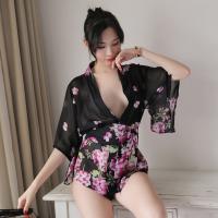 Japanese Kimono-Style Lingerie Set - Sexy Women's Cosplay Uniform Outfit for Role Play & Costume Parties thumbnail