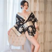 Japanese Kimono Lingerie Set for Women - Sexy Costume Play Outfit with Floral Print & Seductive Design thumbnail