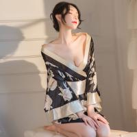 Japanese Kimono Lingerie Set for Women - Sexy Costume Play Outfit with Floral Print & Seductive Design thumbnail