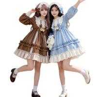 New Japanese Lolita Dress for Girls - Cute Kawaii Student A-Line Skirt, Soft Girly Princess Daily Outfit thumbnail