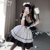 Japanese Lolita Maid Costume Set - Sexy Lace Bodice & Thigh-High Stockings, Pure-Yet-Seductive Erotic Outfit thumbnail