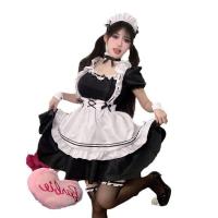 Japanese Maid Costume for Women - Cute Anime Schoolgirl Cosplay Dress with Apron & Headband thumbnail