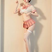 Japanese Schoolgirl JK Uniform Set - Sexy Sheer Blouse & Plaid Pleated Skirt Outfit thumbnail