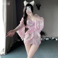Japanese-Style Sexy Lingerie Set for Plus Size Women – Seductive Kimono Sleepwear, No-Remove Bedroom Outfit thumbnail