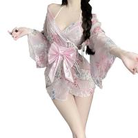 Japanese-Style Sexy Lingerie Set for Plus Size Women – Seductive Kimono Sleepwear, No-Remove Bedroom Outfit thumbnail