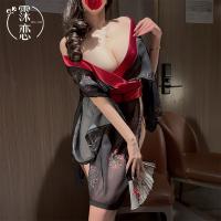 Japanese-Style Sexy Lingerie Set - Pure & Tempting Kimono Sleepwear, No-Remove Roleplay Outfit in Black thumbnail