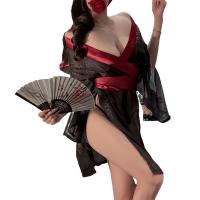 Japanese-Style Sexy Lingerie Set - Pure & Tempting Kimono Sleepwear, No-Remove Roleplay Outfit in Black thumbnail