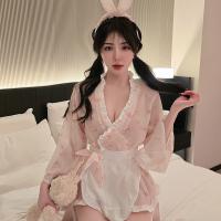 Japanese-Style Sexy Sleepwear Set – Cute & Seductive Kimono Robe with Bunny & Maid Details thumbnail