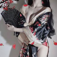 Japanese-Style Sexy Sleepwear Set for Women – Kimono-Inspired Nightgown & Robe with Wrap Design thumbnail