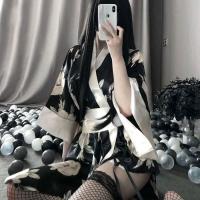 Japanese-Style Sexy Sleepwear Set for Women – Kimono-Inspired Nightgown & Robe with Wrap Design thumbnail