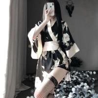 Japanese-Style Sexy Sleepwear Set for Women – Kimono-Inspired Nightgown & Robe with Wrap Design thumbnail