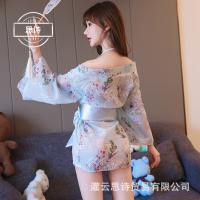 Japanese-Style Sheer Kimono Lingerie Set – Sensual Lace Trimmed Sleep Dress & Open-Front Robe for Women thumbnail