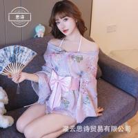 Japanese-Style Sheer Kimono Lingerie Set – Sensual Lace Trimmed Sleep Dress & Open-Front Robe for Women thumbnail