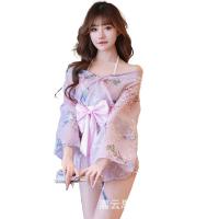 Japanese-Style Sheer Kimono Lingerie Set – Sensual Lace Trimmed Sleep Dress & Open-Front Robe for Women thumbnail