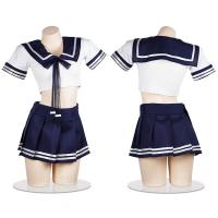 Japanese-Style Student Uniform Lingerie Set with Bow - Sexy Role Play Costume for Women thumbnail