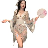 Japanese-Style Waist-Cinching Lace Bodysuit - Sheer Kimono-Inspired Erotic Lingerie Set for Bedroom Wear thumbnail