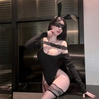 JinXiao Alluring Lace Bodysuit - Sexy Sheer Slanted Shoulder Pure Temptation High-End Sensual Lingerie thumbnail