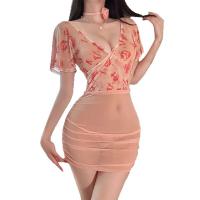 JinXiao Rose Lingerie Set - Busty Alluring Sheer Mesh Bodycon Dress with Peek-a-Boo Bust Detail thumbnail