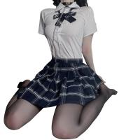 JK Sensual Lingerie Set for Women - Cute Schoolgirl Uniform Bra & Skirt Outfit, Plaid Student Costume thumbnail