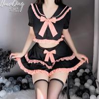 JK Student Style Lingerie Set - Cute Sailor Uniform Sleepwear with Bow Detail for Women thumbnail