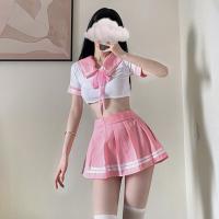 JK Uniform Set for Women - Cute Sailor Style School Outfit with Pleated Skirt & Airline Hostess Inspired Costume thumbnail