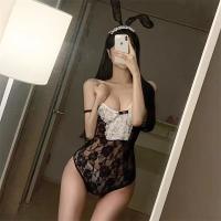 Lace Bunny Girl Costume for Plus Size Women - Seductive Queen Bodysuit for Nightclub, Stage & Hotel Role Play thumbnail