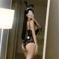 Lace Bunny Girl Costume for Plus Size Women - Seductive Queen Bodysuit for Nightclub, Stage & Hotel Role Play thumbnail